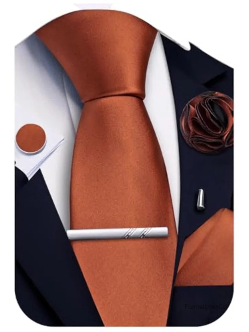 Men's Silk Tie Set with Cufflinks, Tie Clip & Lapel Pin - Wedding Business